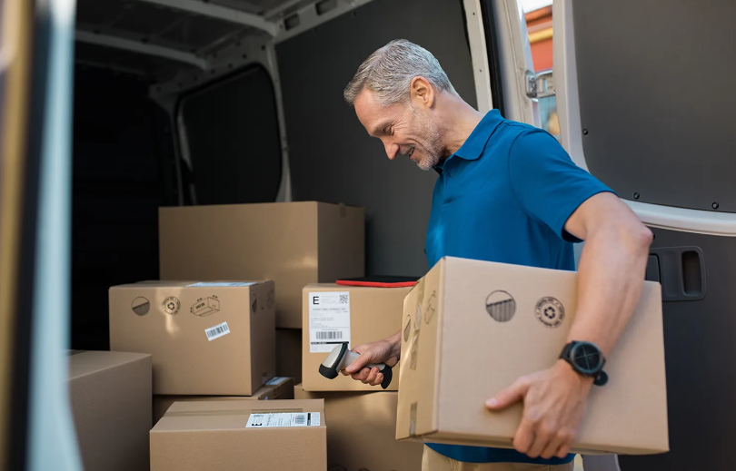 Courier scanning packages